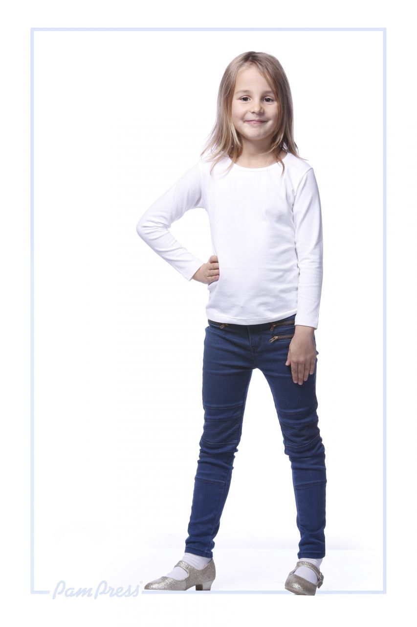 Lány hosszú ujjú sztreccs póló (fehér) /HPPAM60114/