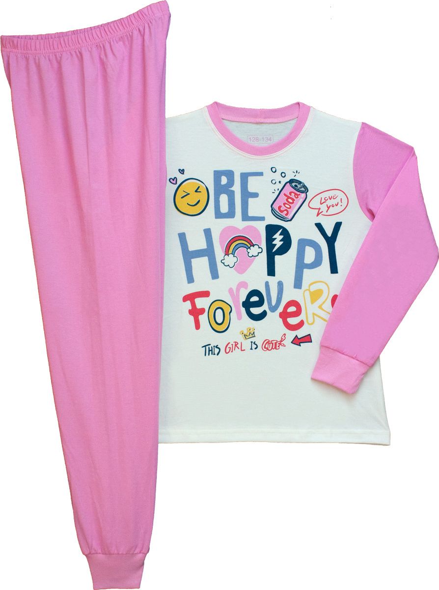Lány hosszú ujjú pizsama (BE HAPPY) /TPTEX22014/